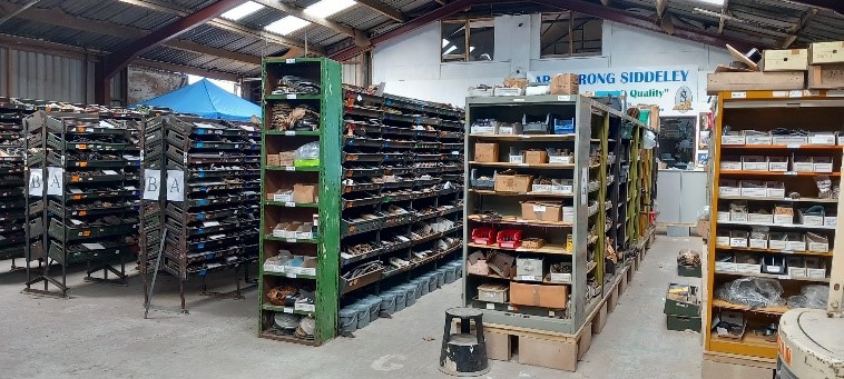 Racking within the Armstrong Siddeley Stores